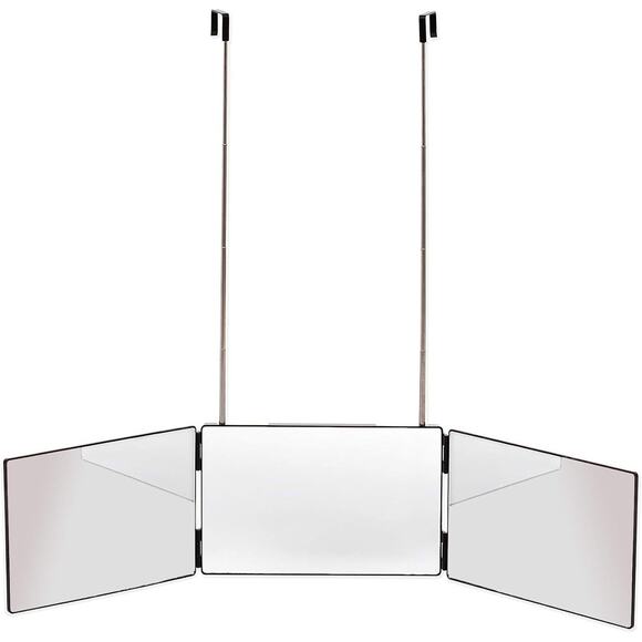 360 Mirror – Foldable 3-Way Hair Cutting Mirror – Black, No LED, Door Mount NEW - Picture 2 of 5